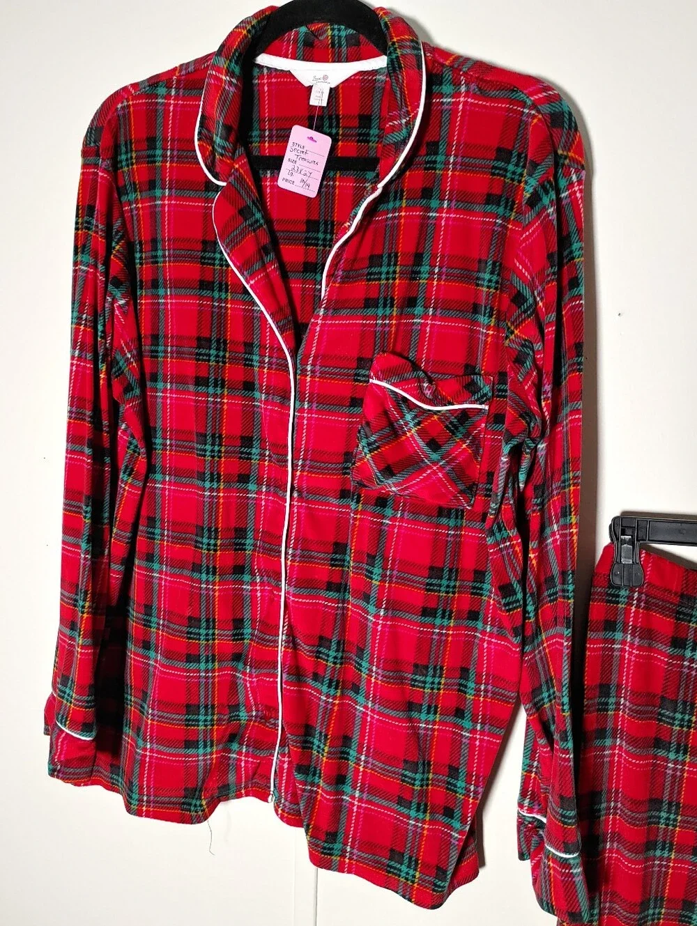Like New Secret Treasures Large 12-14 Red And Green Plaid Super Soft Pajama Set